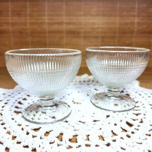 Saguenay Depression Glass Dessert Dishes Vintage Dominion Glass Set of 2